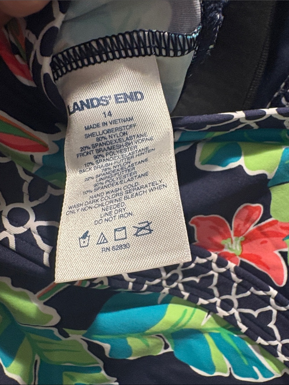 Lands' End Navy Floral Halter Tankini Top - Picture 3 of 5